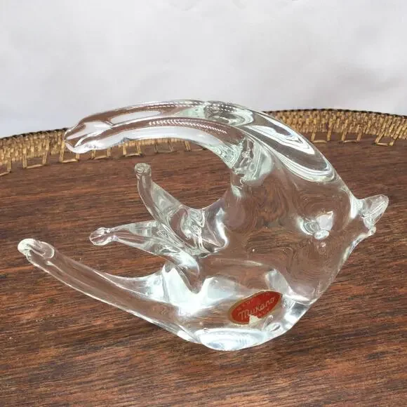 Murano Art Glass Angel Fish Sculpture Crystal Clear Glass - Picture 2 of 5